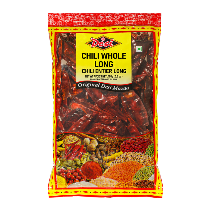 CHILI WHOLE LONG (IND) [DESI],   100g