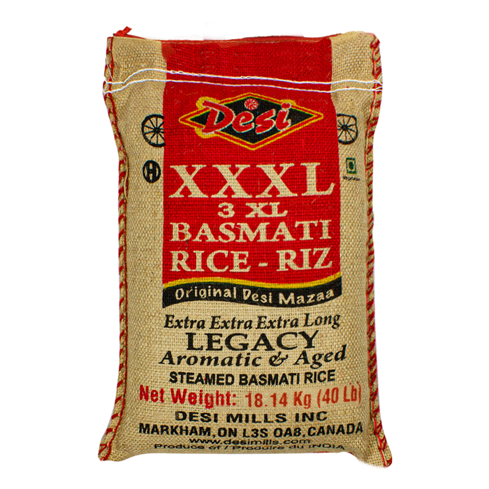 RICE 3 XL (EXTRA EXTRA EXTRA LONG STEAM BASMATI A#211) [DESI], 40Lb