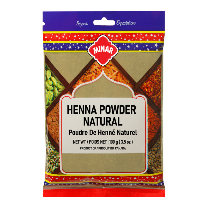 HENNA POWDER NATURAL [MINAR] POUCH,  100g